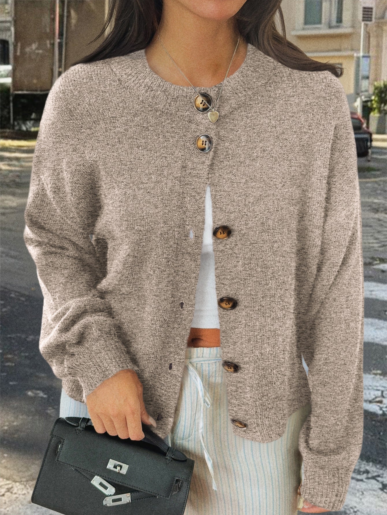 Minimalist Long Sleeve Button Down Knit Cardigan
