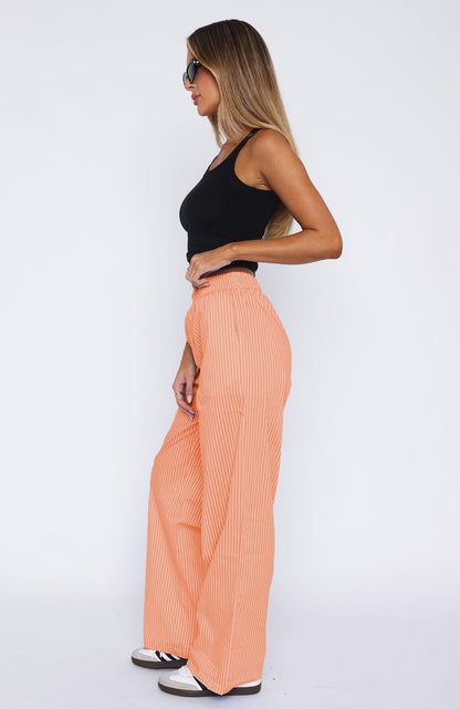 Simple Striped Casual Straight Leg Pants