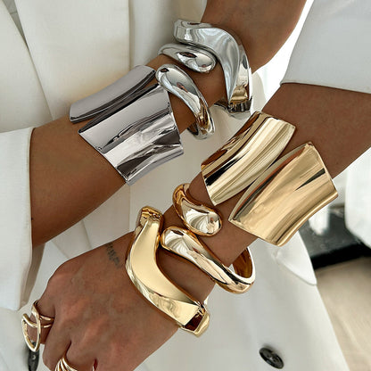 Geometric Cross-Design Alloy Bracelet Set