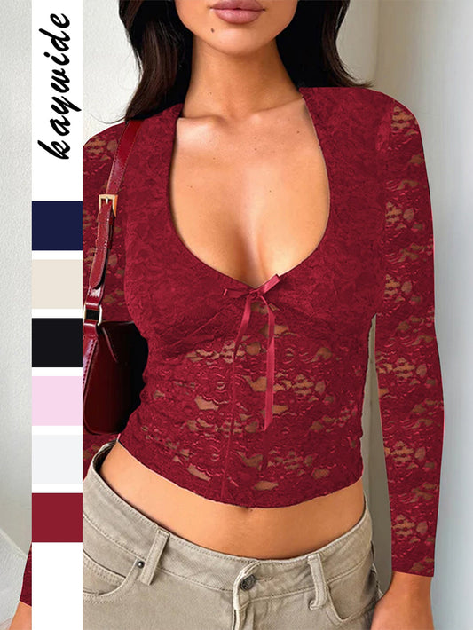 Sensational Lace Long Sleeve T-Shirt for Women