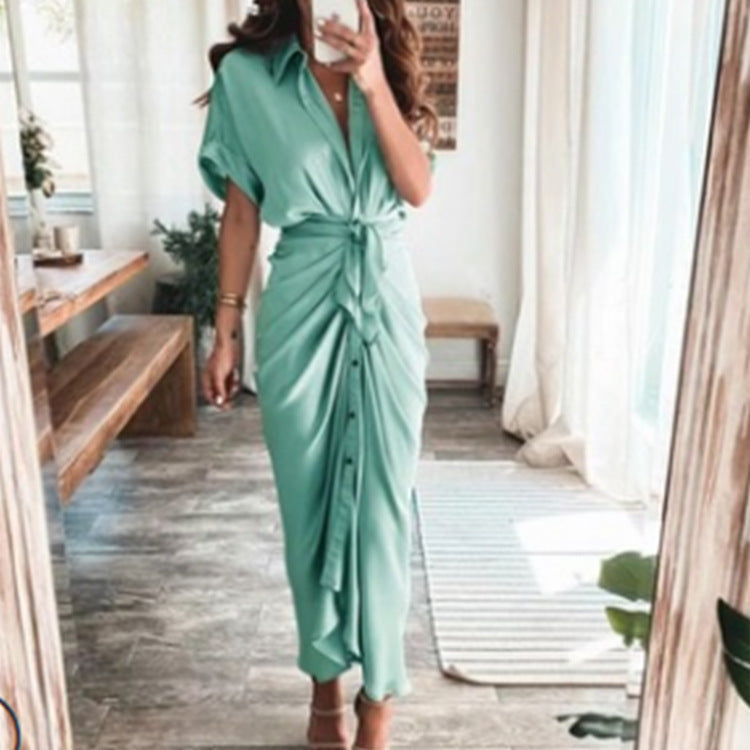 Elegant Floral V-Neck High-Waisted Dress for Women