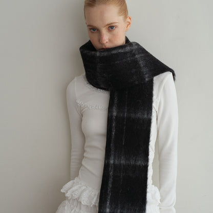 Plaid Pattern Wool Blend Scarf for Women