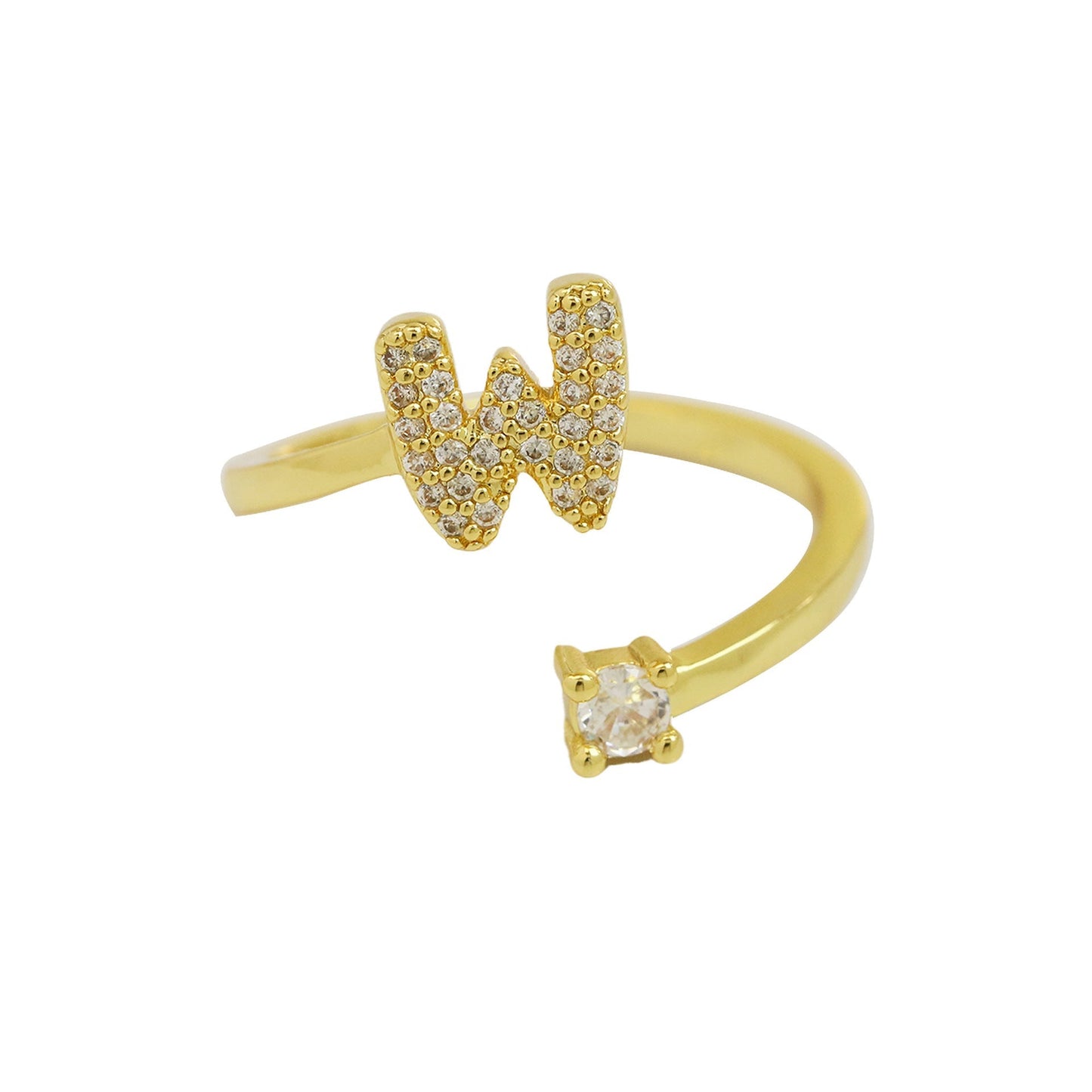 Letters AâZ Sparkling Zircon Adjustable Ring