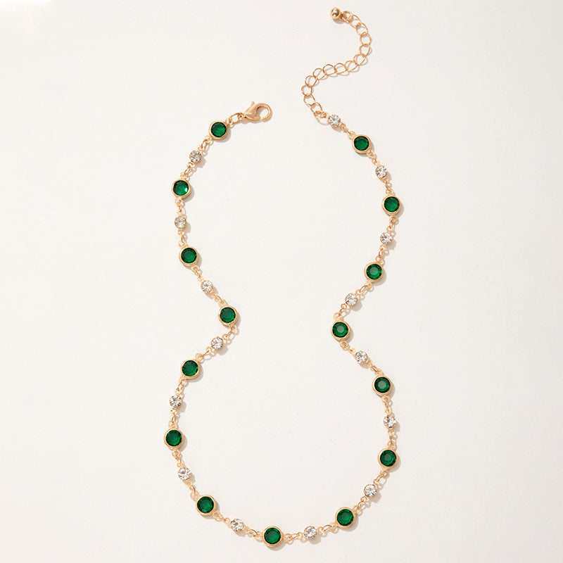 Trendy Green Cubic Zirconia Choker Necklace For Women