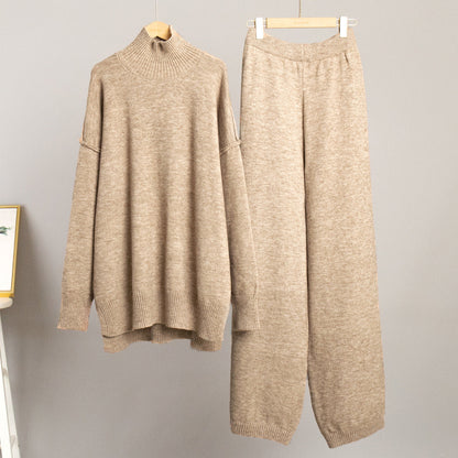 Cozy Turtleneck Sweater Set for Women with Relaxed Fit