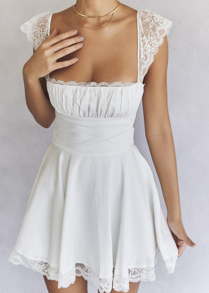 Lace Mini Dress With Corset Back Detail