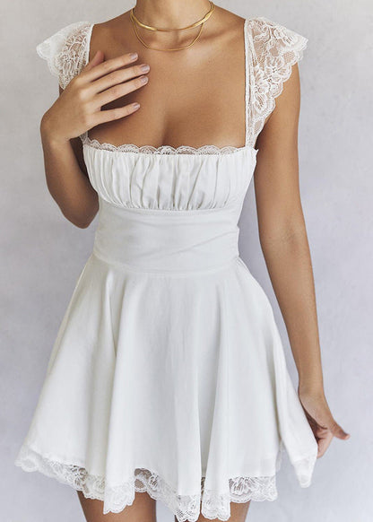 Lace Mini Dress With Corset Back Detail