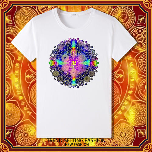Grand Perfection Victory Mantra Wheel Print Summer Bottom Male And Female Couple Short-Sleeved T-Shirt