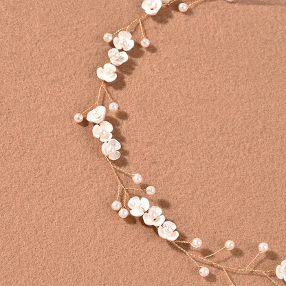 Bridal Pearl Floral Headband Handmade Soft Hair Accessory