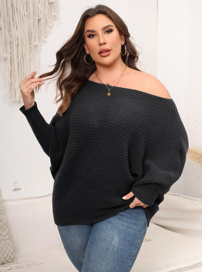 Batwing Sleeve Off-Shoulder Knit Sweater For Women