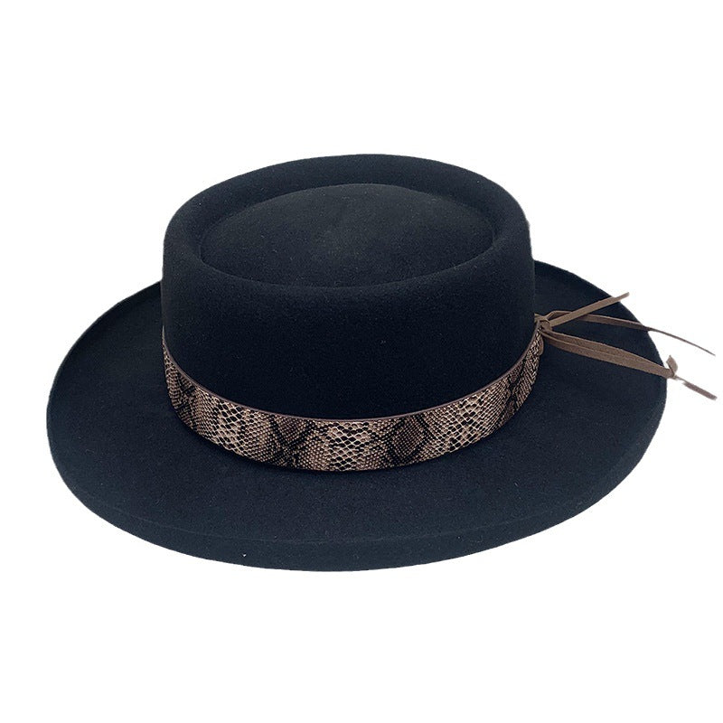 Wide Brim Bowler Hat Vintage Wool Felt Unisex