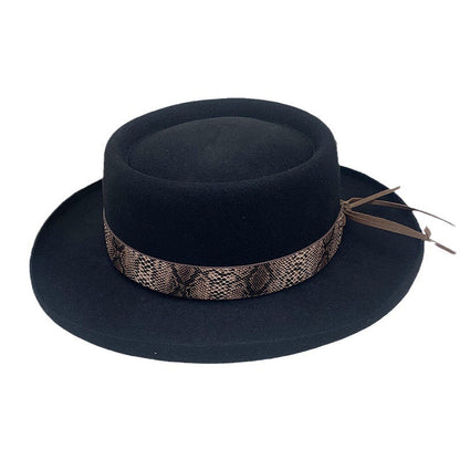 Wide Brim Bowler Hat Vintage Wool Felt Unisex