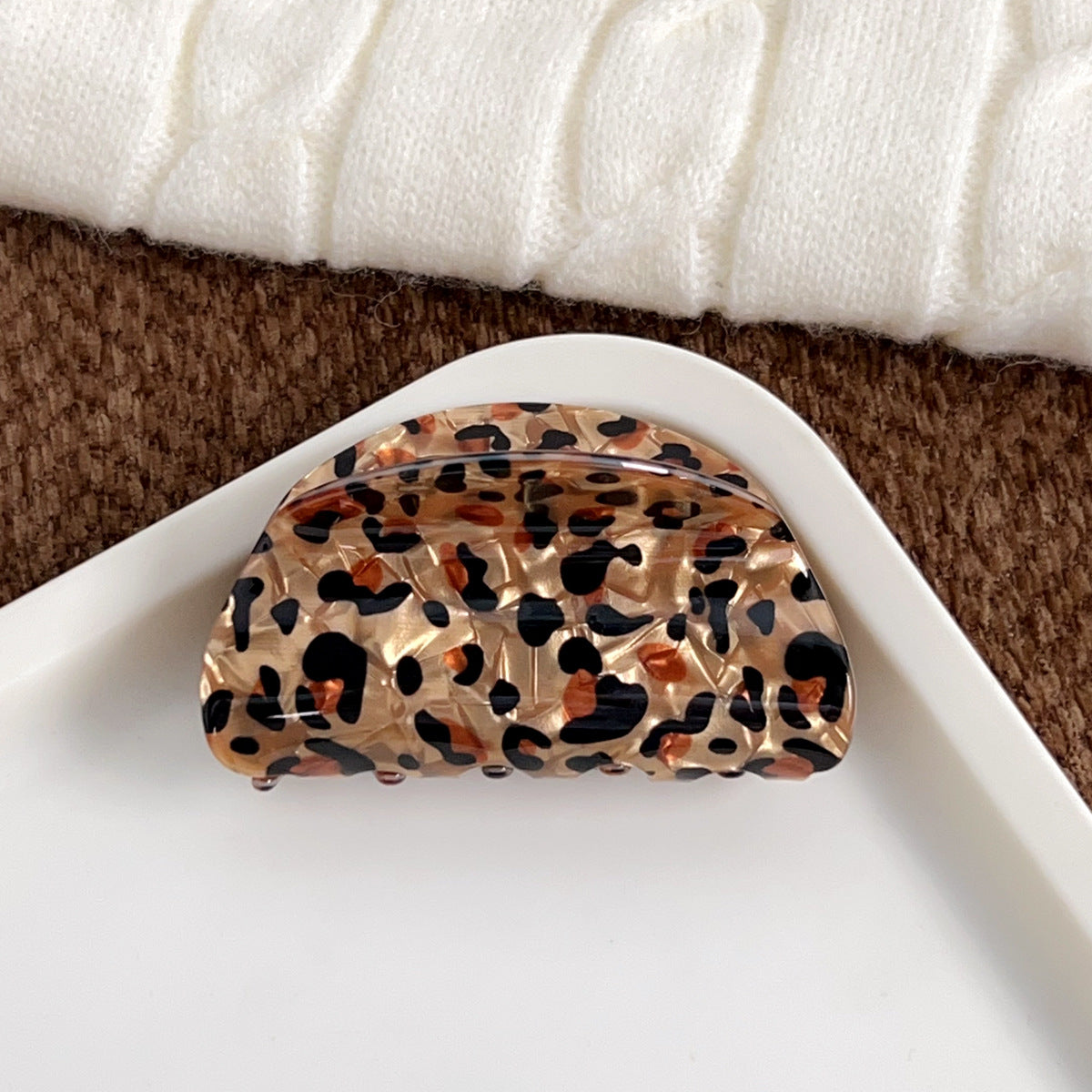 Vintage Leopard Large Square Hair Claws