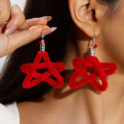 Red Velvet Butterfly Bow Floral Earrings Vintage Pearl Earrings