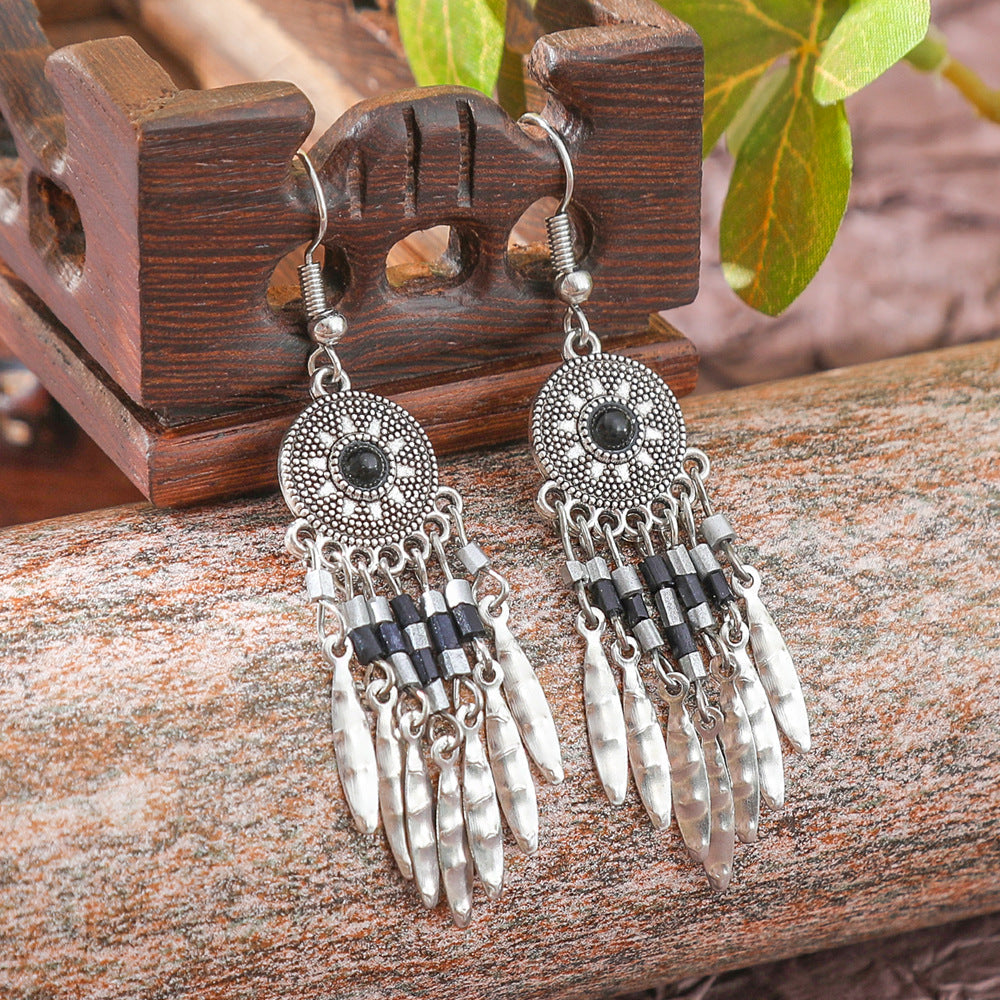 Bohemian Vintage Floral Tassel Earrings for Women