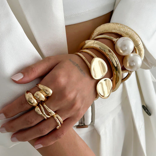 Double Layer Dainty Circle Bangle Bracelet Set