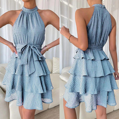 Women'S Panels Sleeveless Ruffled Dresses