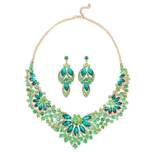 Vintage Floral Leaf Necklace Set for Women - Luxurious Jewelry