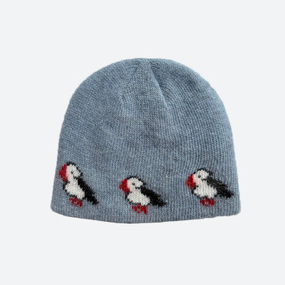 Knitted Bird Pattern Wool Beanie for Women