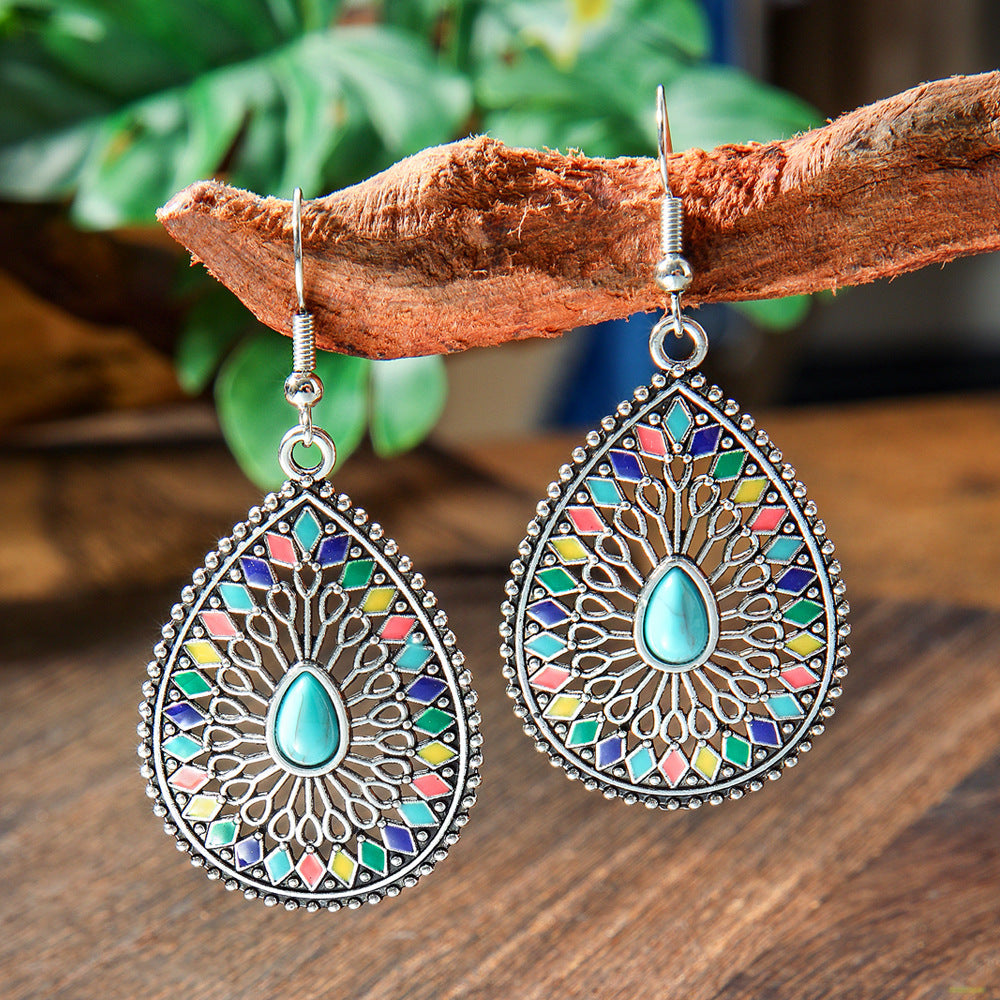 Bohemian Turquoise Earrings Vintage Style