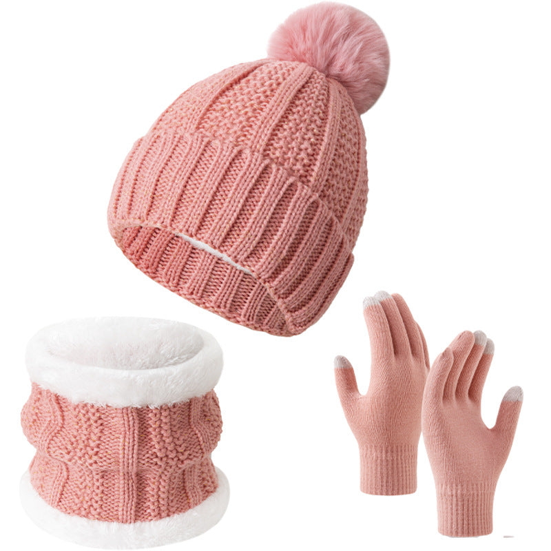 Winter Knitted Warm Gloves, Hat, Scarf Set - Thickened Cozy Design