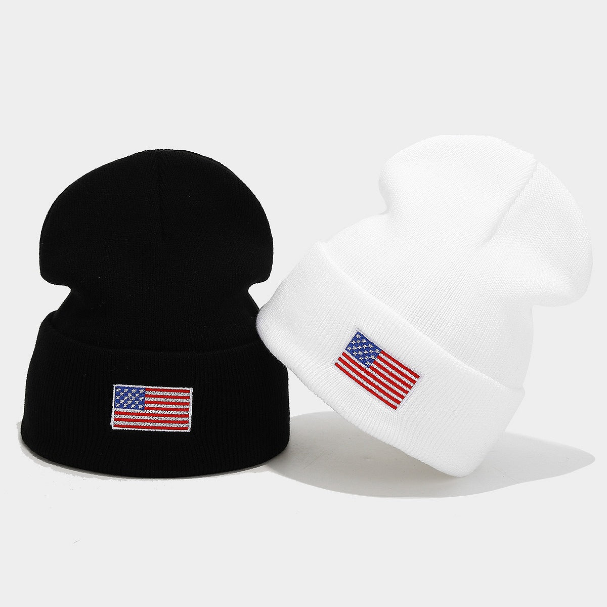 USA Flag Pattern Slouchy Beanie Knit Hat