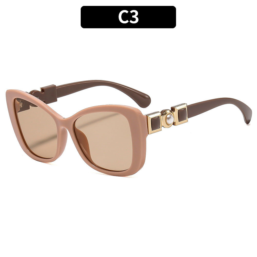 Elegant Butterfly Sunglasses with Pearl Accents UV400 Protection