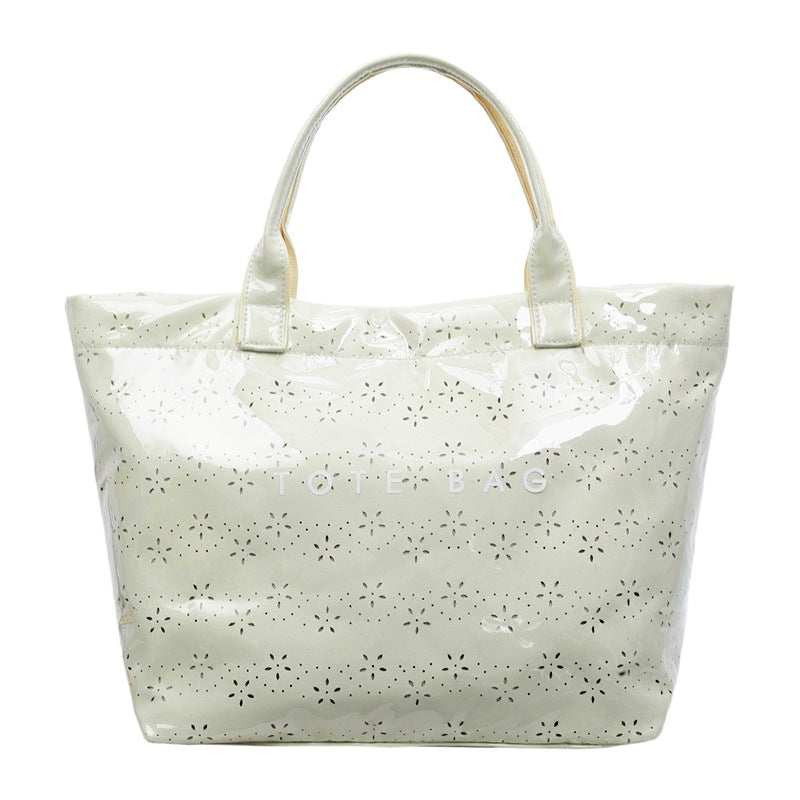 Women's Floral Cutout PVC Tote Bag Stylish Commuter Bag