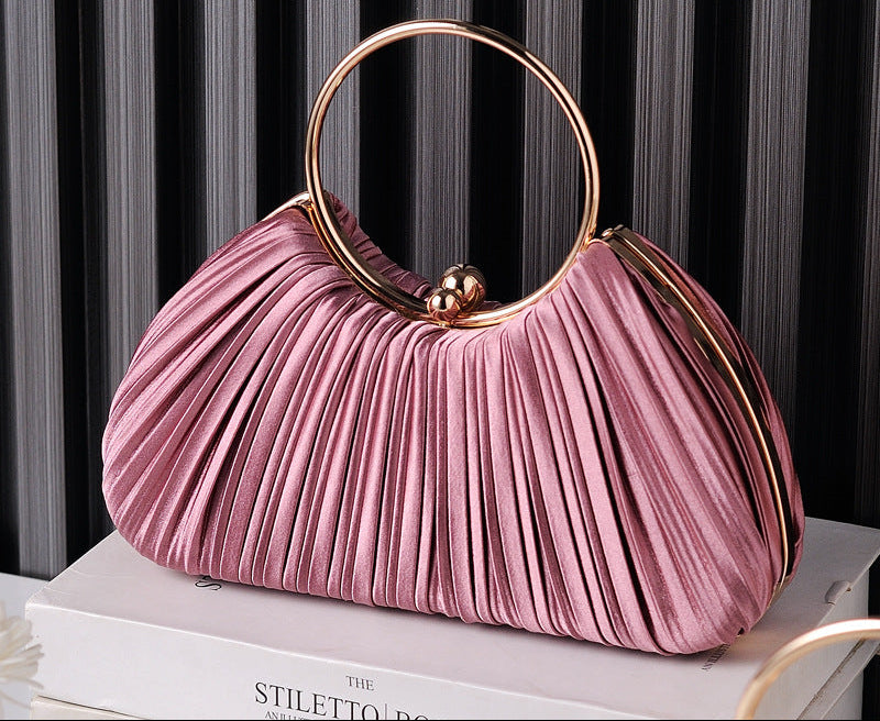 Chic Pleated Peach Evening Bag for Elegant Occasions