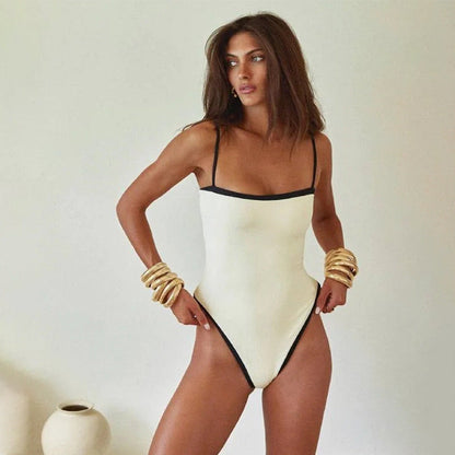 Simple Color Block Sexy One Piece Swimwear