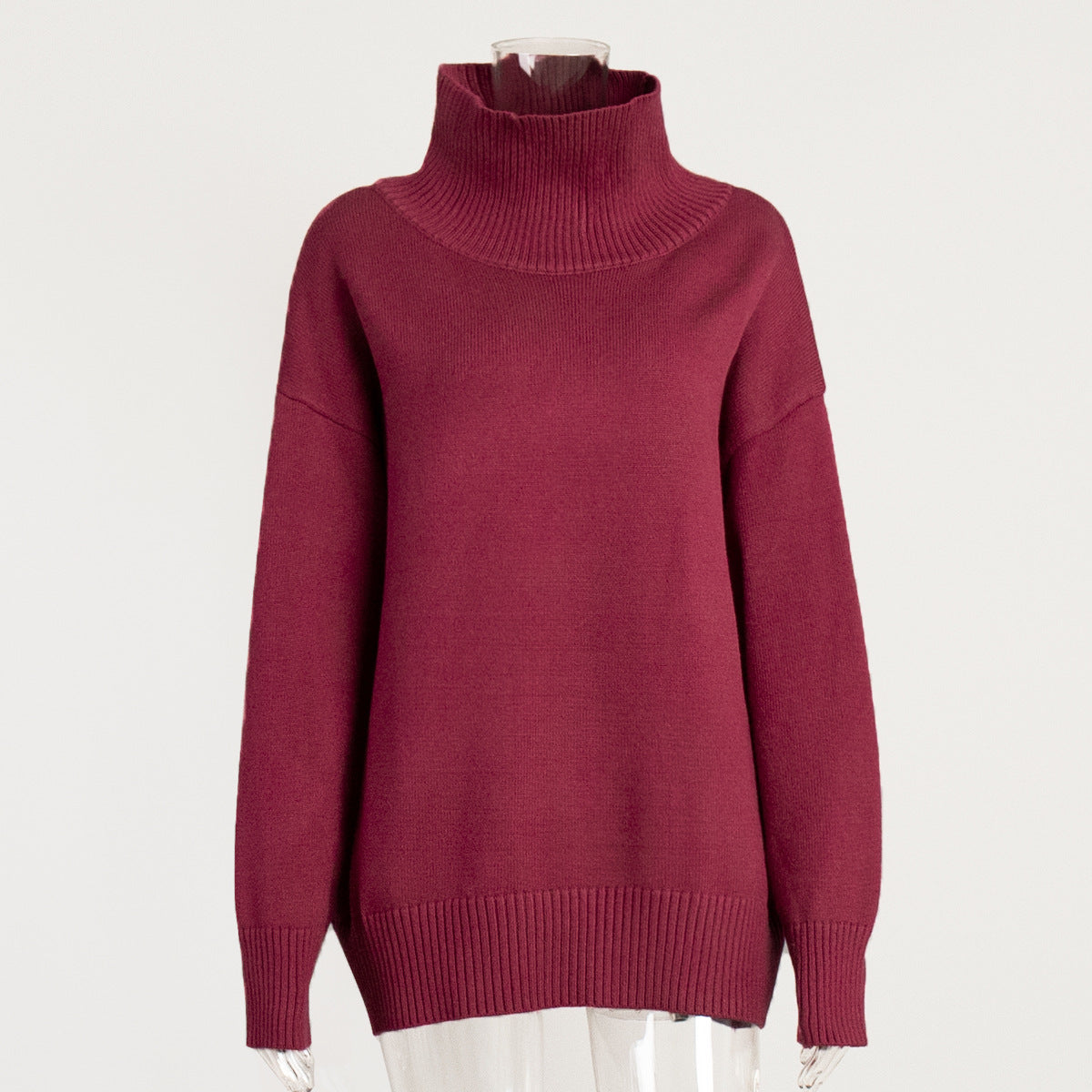 Winter High Neck Solid Color Knit Sweater