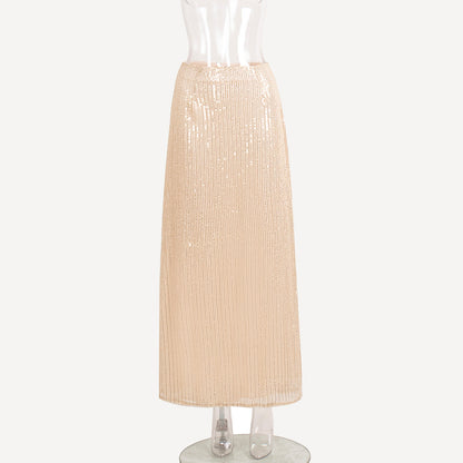 Sequin Maxi Skirt Stylish Casual Streetwear