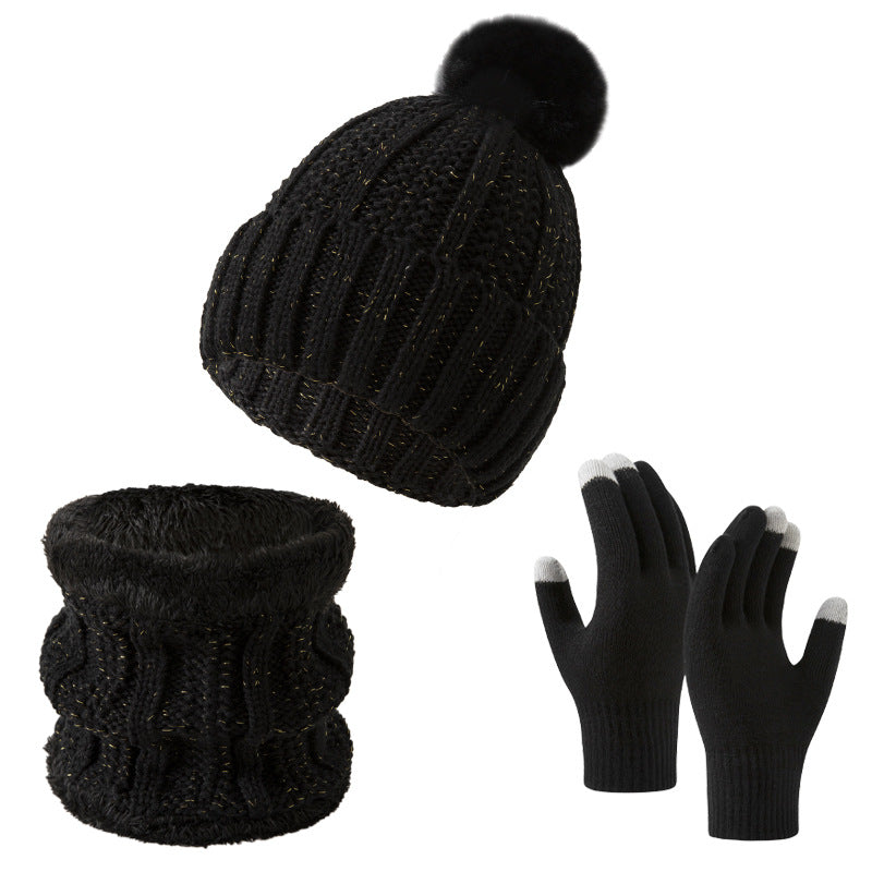 Winter Knitted Warm Gloves, Hat, Scarf Set - Thickened Cozy Design