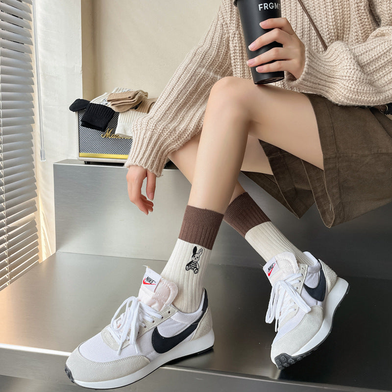 Rufia - 4 Pairs Socks with Embroidery Bunny