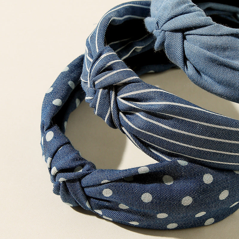 Vintage Demin Stripe Knot Headband