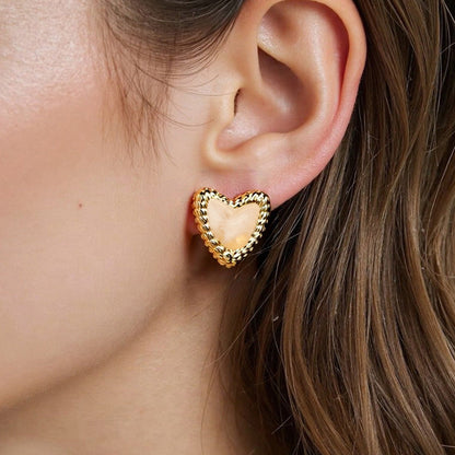 Heart Shaped Stainless Steel Earrings Trendy Minimalist Design