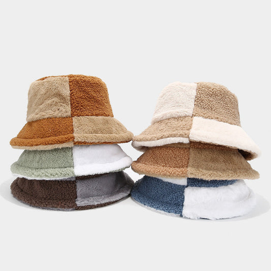 Trendy Color Block Thermal Wool Bucket Hat