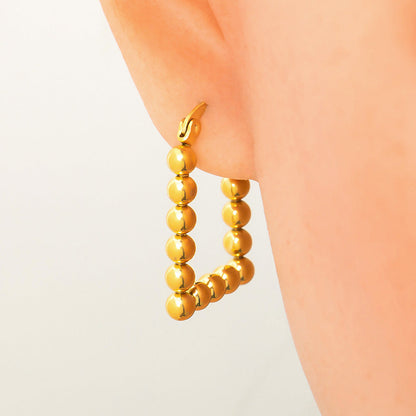 Fashionable Titanium Steel Heart Shaped Earrings with 18K Gold Plating
