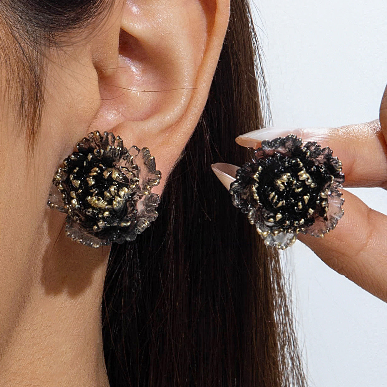 Chic Floral Pearl Earrings Stylish Alloy Flower Studs