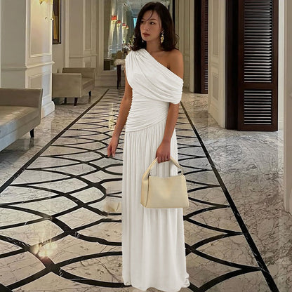 Trendy Off-Shoulder Ruched Dress Elegant Maxi Dress