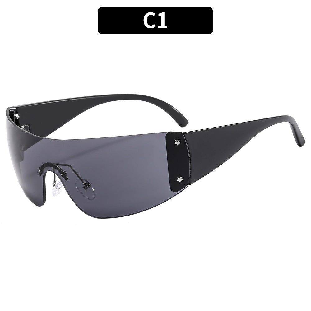 Y2K Star Shaped Rimless Sunglasses Trendy Outdoor Eyewear