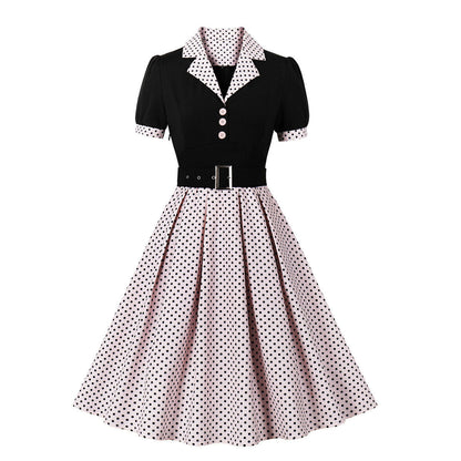 Psychedelic Polka Dot Belted Dress
