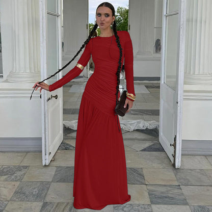 Trendy Casual Long Sleeve Dress Elegant Round Neck