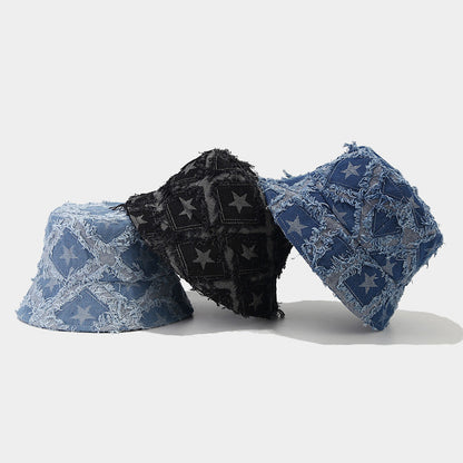 Star Pttern Fringe Edge Foldable Bucket Hat