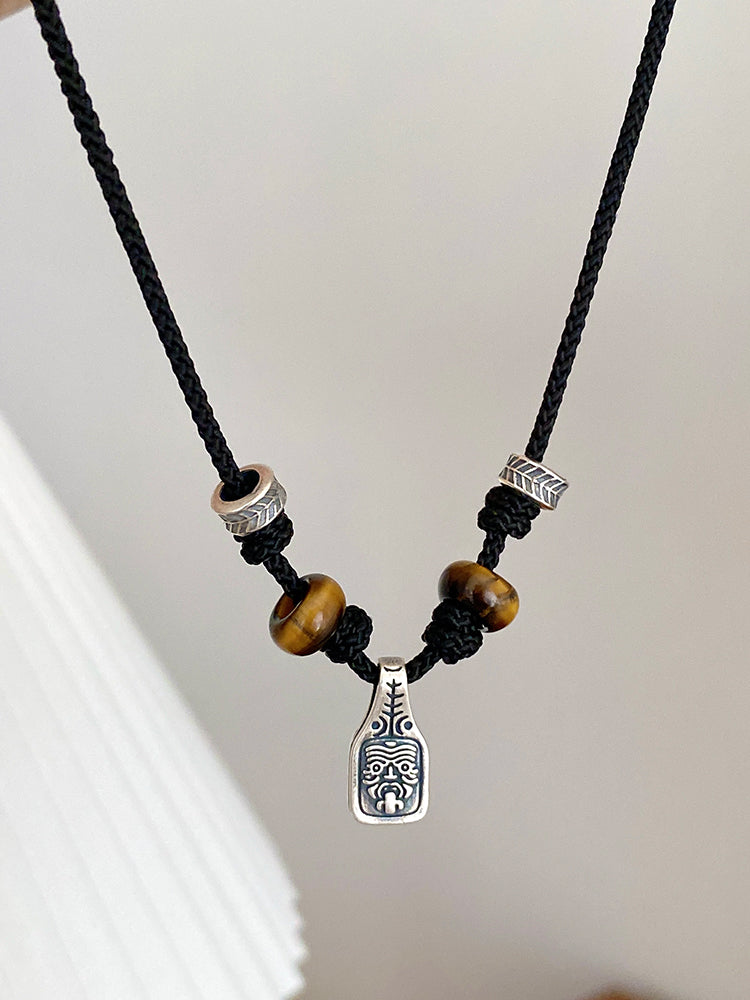 Small And High-End Design Sense Sterling Silver Zakiram Tibetan Style Rope Couple Necklace