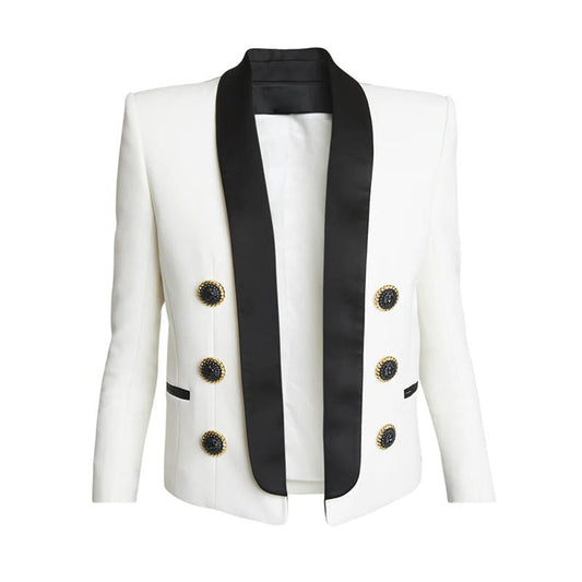 Color Block Short Blazer Elegant Office Jacket