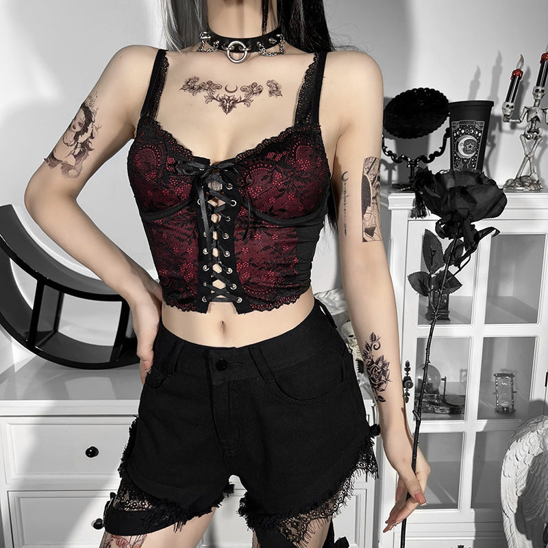 Lace Trim Backless Camisole Top for Women