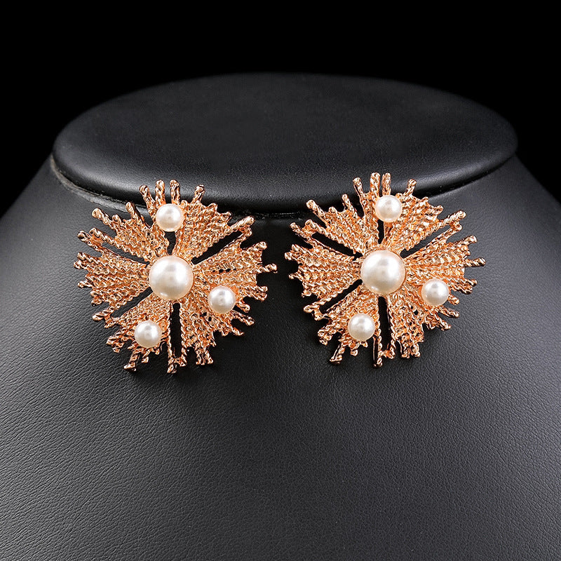 Geometric Vintage Pearl-Style Statement Necklace Set