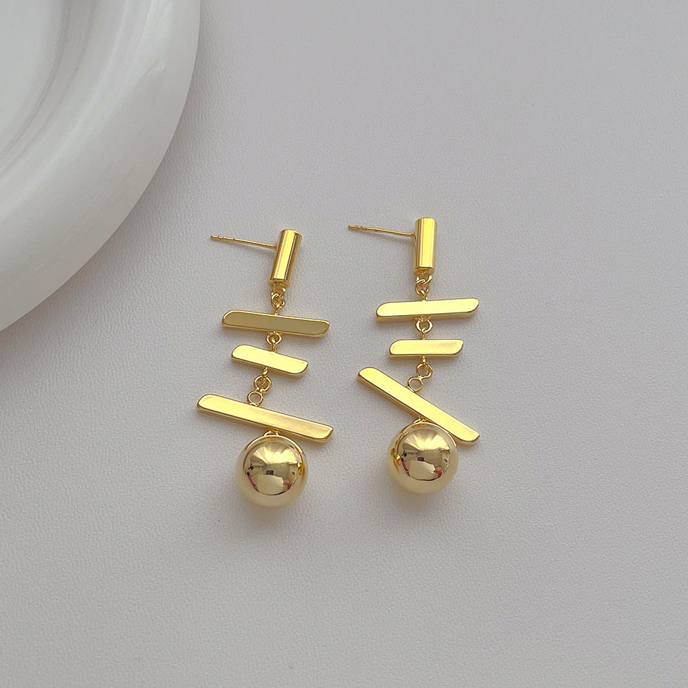 Long Metal Ball Tassel Drop Earrings