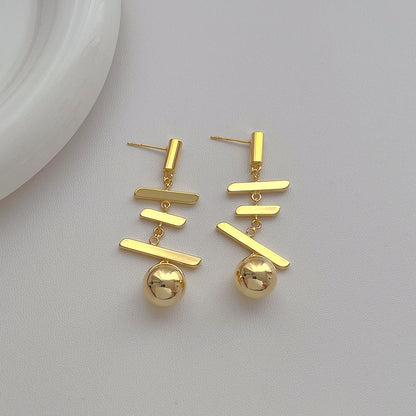 Long Metal Ball Tassel Drop Earrings